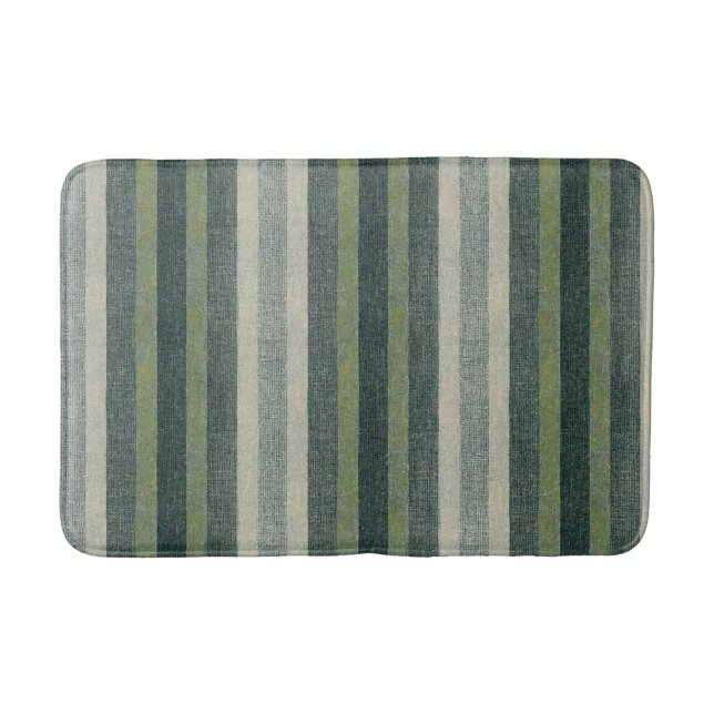 SOPHIE collection | Sage-green stripes Bath Mat (Front)