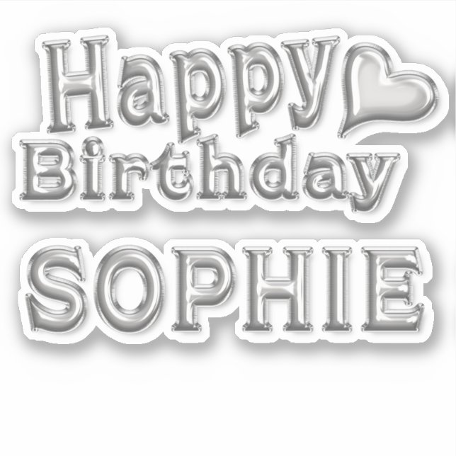Sophie Happy Birthday silver Sticker (Front)