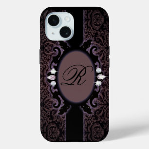 Sophisticate purpleDamask vintage monogram  iPhone 15 Case