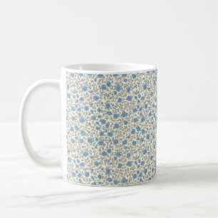 Sophisticated 1940s Dusty Blue Rosebud Vintage Pat Coffee Mug