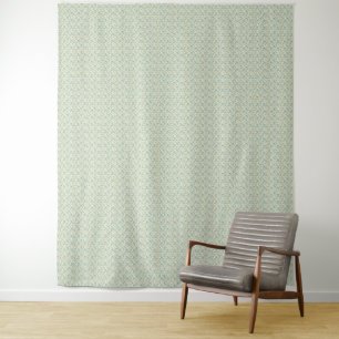 Sophisticated 1940s Dusty Teal and Mustard Floral Tapestry
