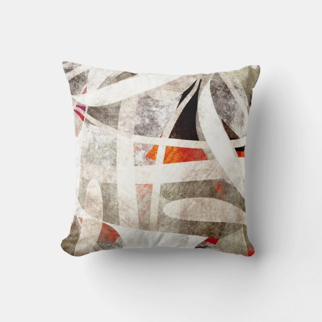 sophisticated  abstract art modern grey boho throw pillow (Front)
