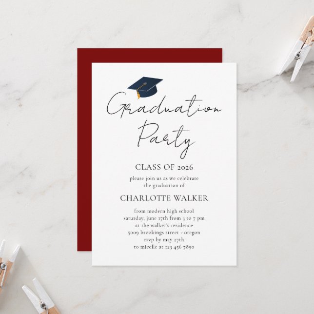 Sophisticated Academic 2026 Graduation Event Invitation (Front/Back In Situ)