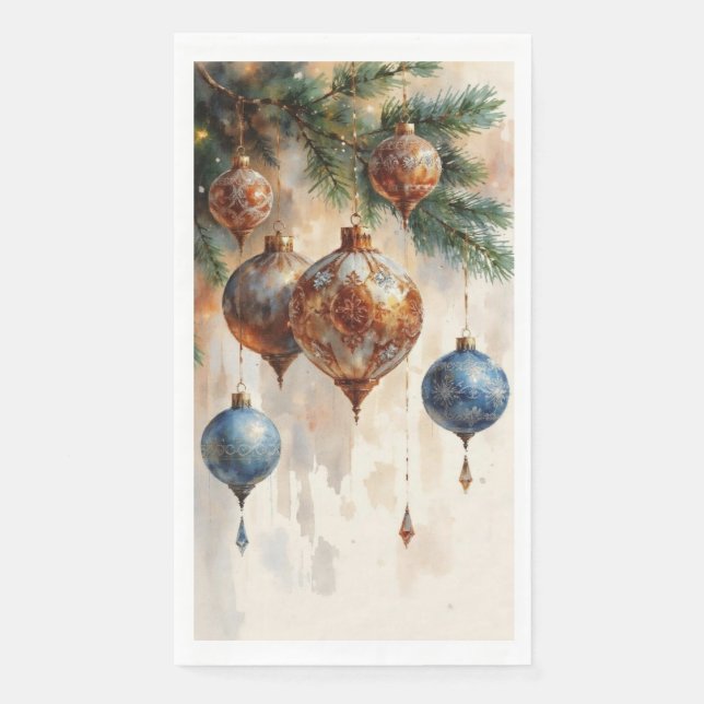 Sophisticated Array of Christmas Ornaments Napkin (Front)