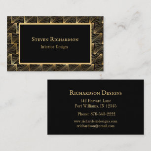 Sophisticated Art Deco Black And Gold Pattern Business Card