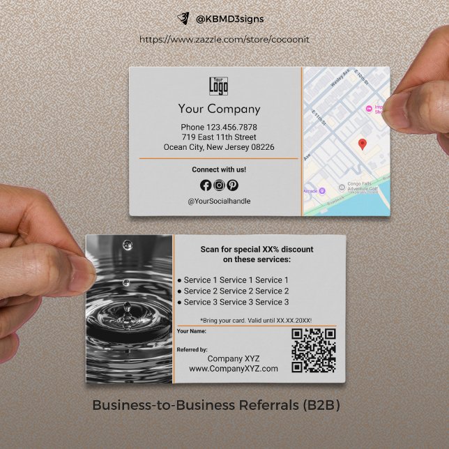 Sophisticated B2B Services QR Code Grey  Referral Card (Sophisticated B2B Services QR Code Gray Referral Card, Business to Business Collaboration)