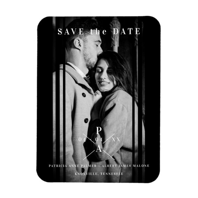 Sophisticated B&W  Photo Engaged Couple Wedding Magnet (Vertical)