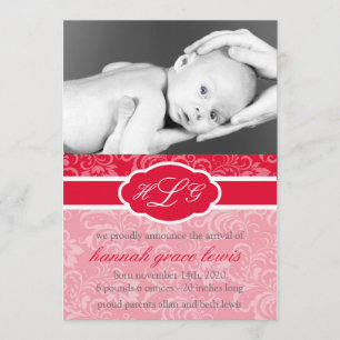 Sophisticated Baby Announcement (Red)
