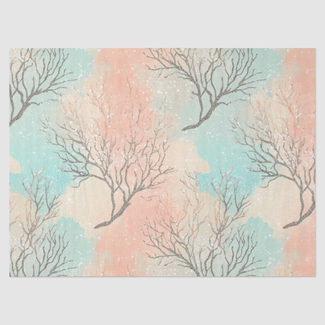 Sophisticated Beach Palette with Coral & Wave Tissue Paper (Front)