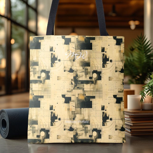 Sophisticated Beige Abstract Personalized Tote Bag (Creator Uploaded)
