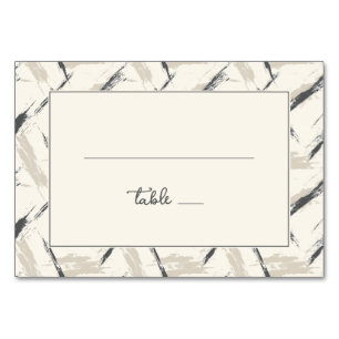 Sophisticated Beige Brush Strokes Table Number
