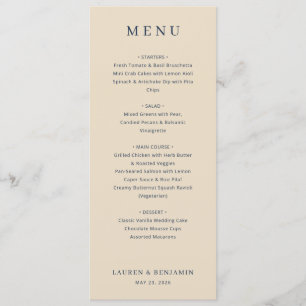 Sophisticated Beige Classic Menu