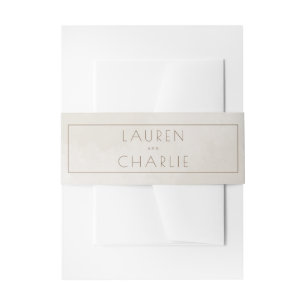 Sophisticated Beige Serif Invitation Belly Band