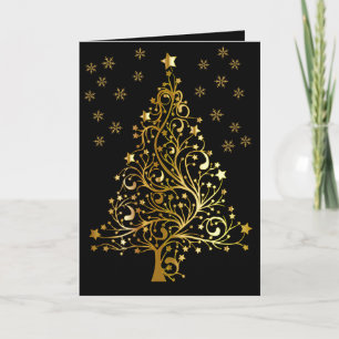 Sophisticated Black and Gold Christmas Card