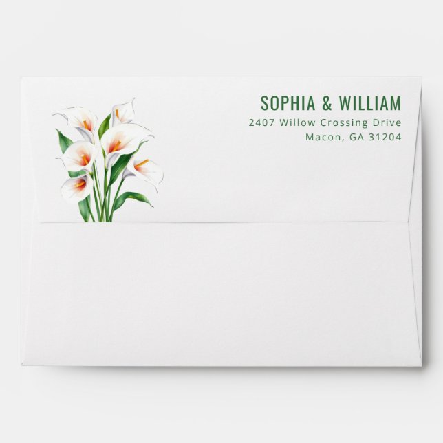 Sophisticated Black and White Calla Lilies Envelope (Back (Top Flap))