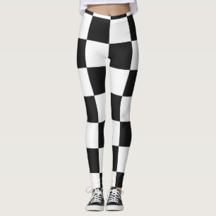 Sophisticated Black and White Chequered Envelope  Leggings