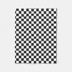 Sophisticated Black and White Chequered Pattern Fleece Blanket