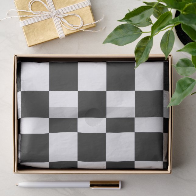 Sophisticated Black and White Chequered Pattern Tissue Paper (Gift)