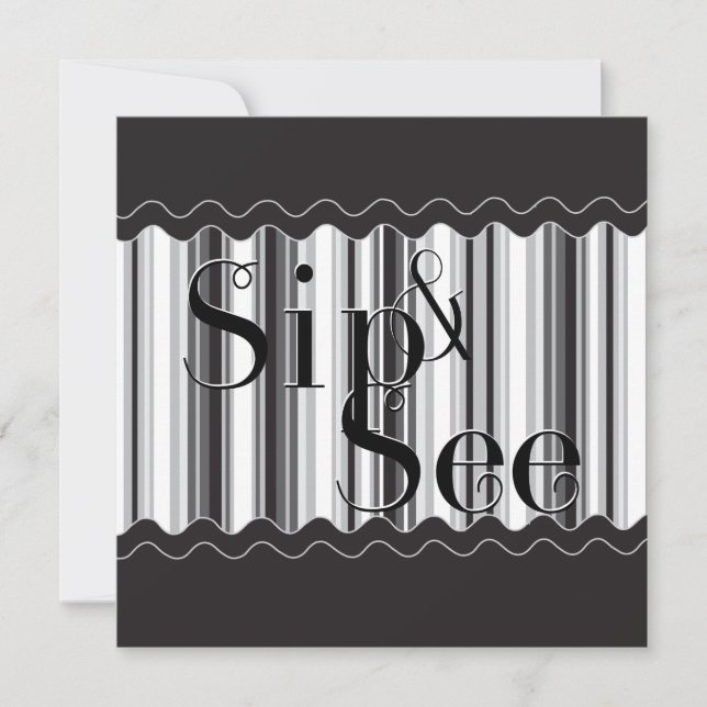 Sophisticated Black and White Sip and See Invitation (Front)