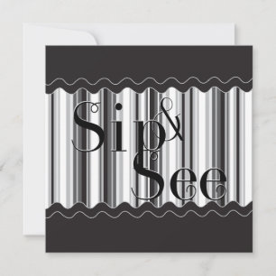 Sophisticated Black and White Sip and See Invitation