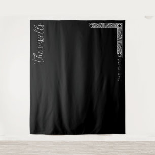 Sophisticated Black Cursive and Geometric Tapestry