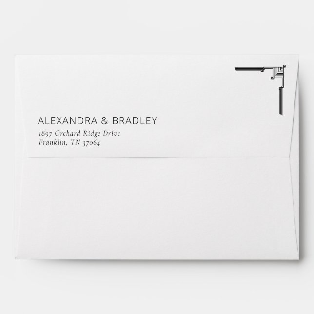 Sophisticated Black Fountain Pen Envelope (Back (Top Flap))