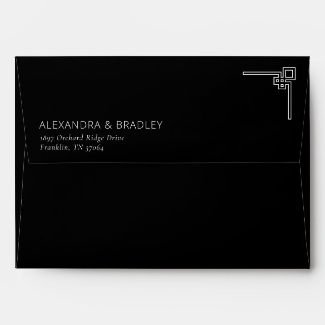 Sophisticated Black Geometric Minimalist Envelope (Back (Top Flap))