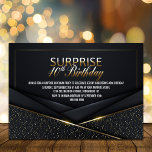 Sophisticated Black Gold 40th Surprise Birthday Invitation<br><div class="desc">This stylish and elegant gold-framed black surprise 40th birthday party invitation is perfect for those who want to make a statement and set the tone for their semi-formal or black-tie event. The black background provides a sleek and sophisticated look, while the gold frame adds just the right amount of glamour...</div>