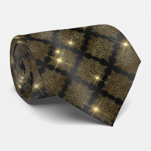 Sophisticated Black Gold Diamond Mens Neck Tie