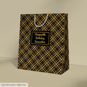 Sophisticated Black Gold Glitter Name Gift Bag