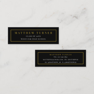 Sophisticated Black Gold Grad Name Card