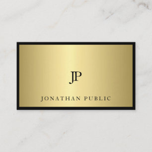 Sophisticated Black Gold Monogram Glam Modern Fine Business Card