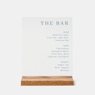 Sophisticated Black Minimalist Bar Menu Acrylic Sign