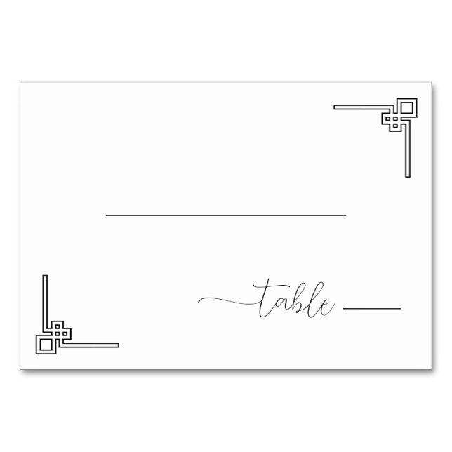 Sophisticated Black Minimalist Geometric Table Number (Front)