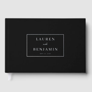 Sophisticated Black Minimalist Names Guest Book
