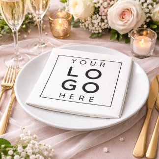 Sophisticated Black Minimalist Square Wedding Napkin