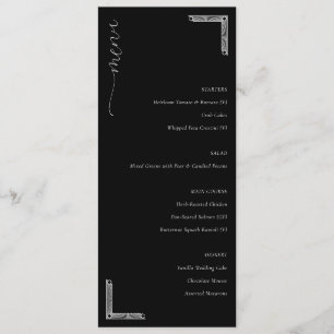 Sophisticated Black Minimalist Wedding Menu