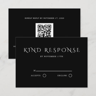 Sophisticated Black QR Code Elegant Wedding RSVP Card