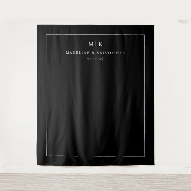 Sophisticated Black Typographic Tapestry (Front)