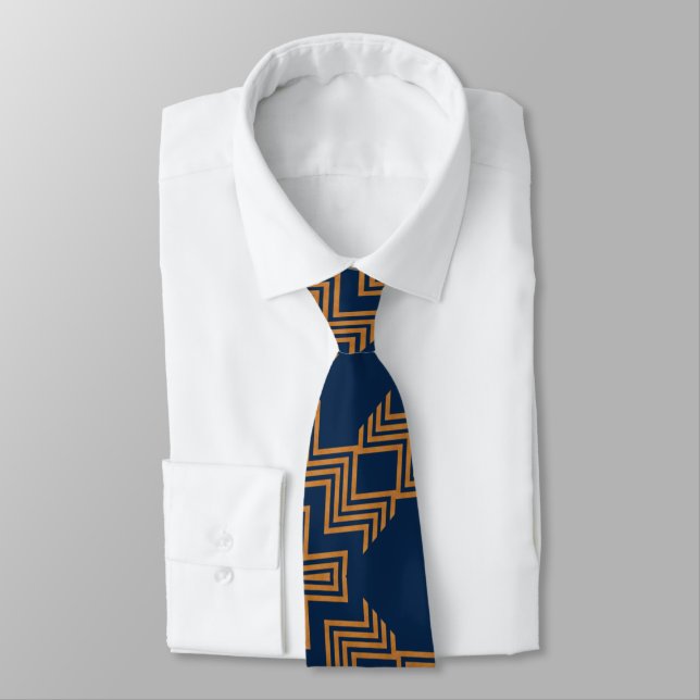 Sophisticated Blue and Gold Tie (Tied)