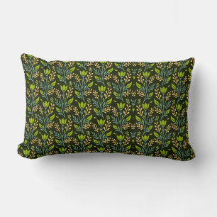 Sophisticated blue & beige floral pattern design  lumbar pillow