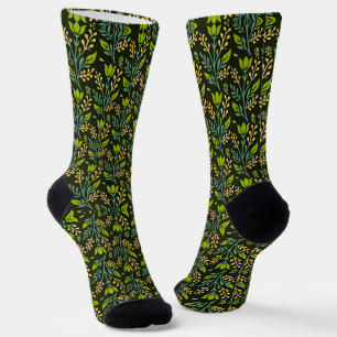 Sophisticated blue & beige floral pattern design  socks