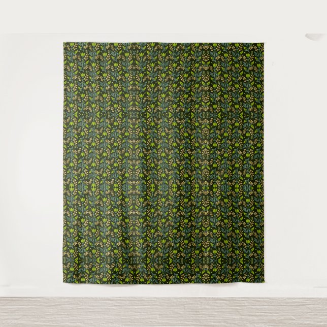 Sophisticated blue & beige floral pattern design  tapestry (Front)