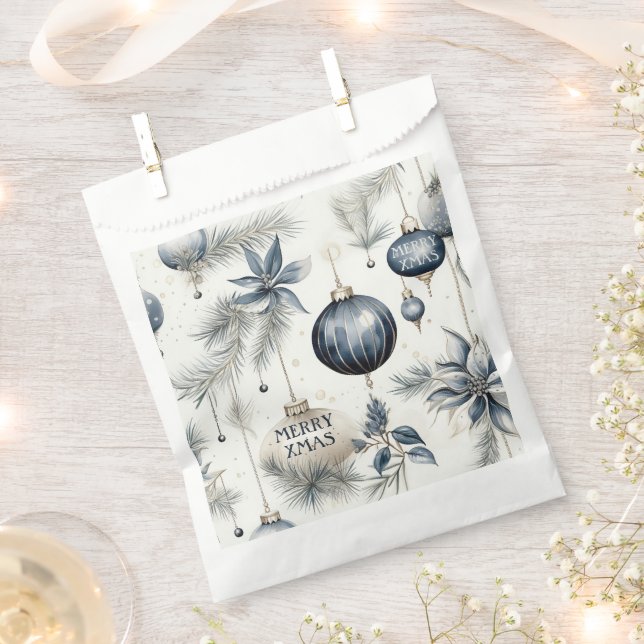 Sophisticated Blue & Gold Christmas Favour Bag (Clipped)
