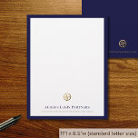 Sophisticated Blue Gold Legal Professional Letterhead<br><div class="desc">Enhance your legal correspondence with our sophisticated professional letterhead,  featuring a classic blue and gold design with a brushed gold compass logo,  suitable for all formal communications from law firms and legal practitioners.</div>
