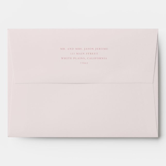 Sophisticated Blush and Rose Colour Wedding Envelope (Back (Top Flap))