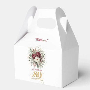 Sophisticated Blush Burgundy 80th Birthday Favour Favor Box