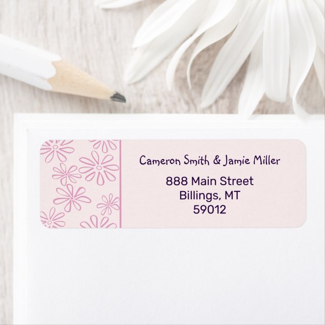 Sophisticated Blush Flower Doodle Return Address (Insitu)