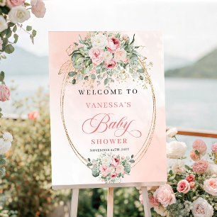 Sophisticated Bohemian Blush Floral Baby Shower Poster