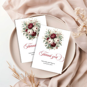 Sophisticated Bohemian Burgundy Gold Thank You   Card